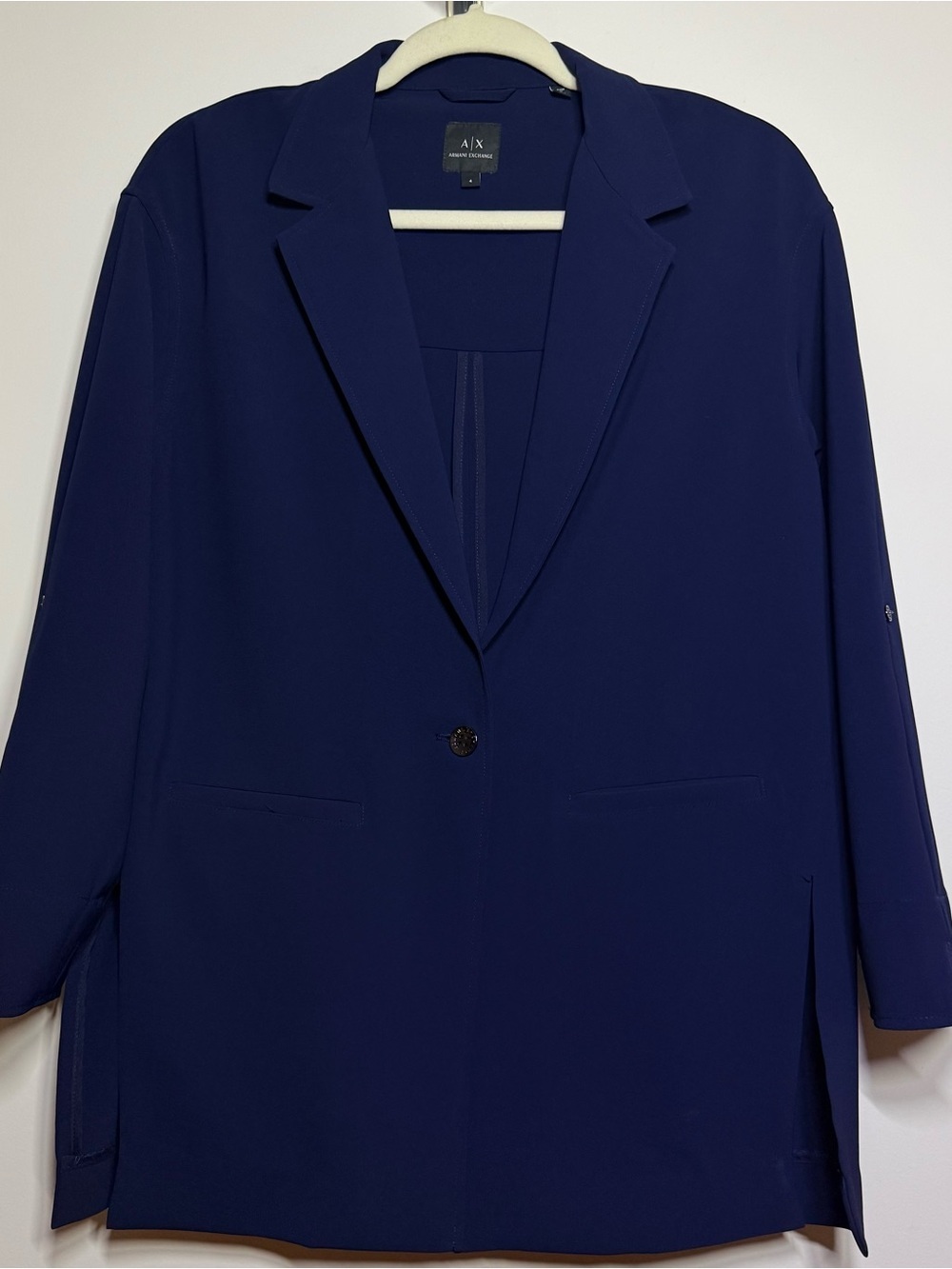 Armani Exchange Women's Deep Navy Single-Button Blazer